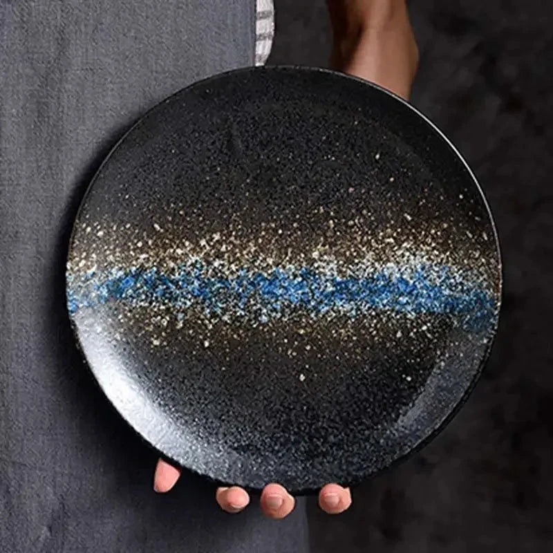 6/8/10" Ceramic Flat Dish Retro Japanese Style Steak Plate Pasta Tray by Bowlift