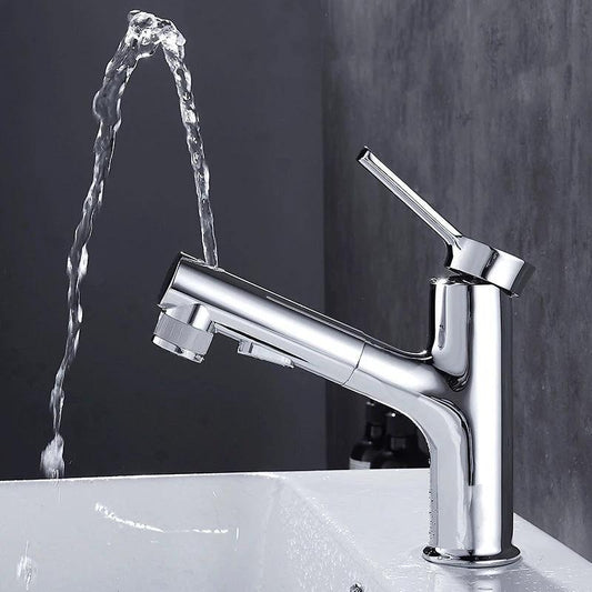 Contemporary sink faucet pull-out basin tap with lever handle by BowLift