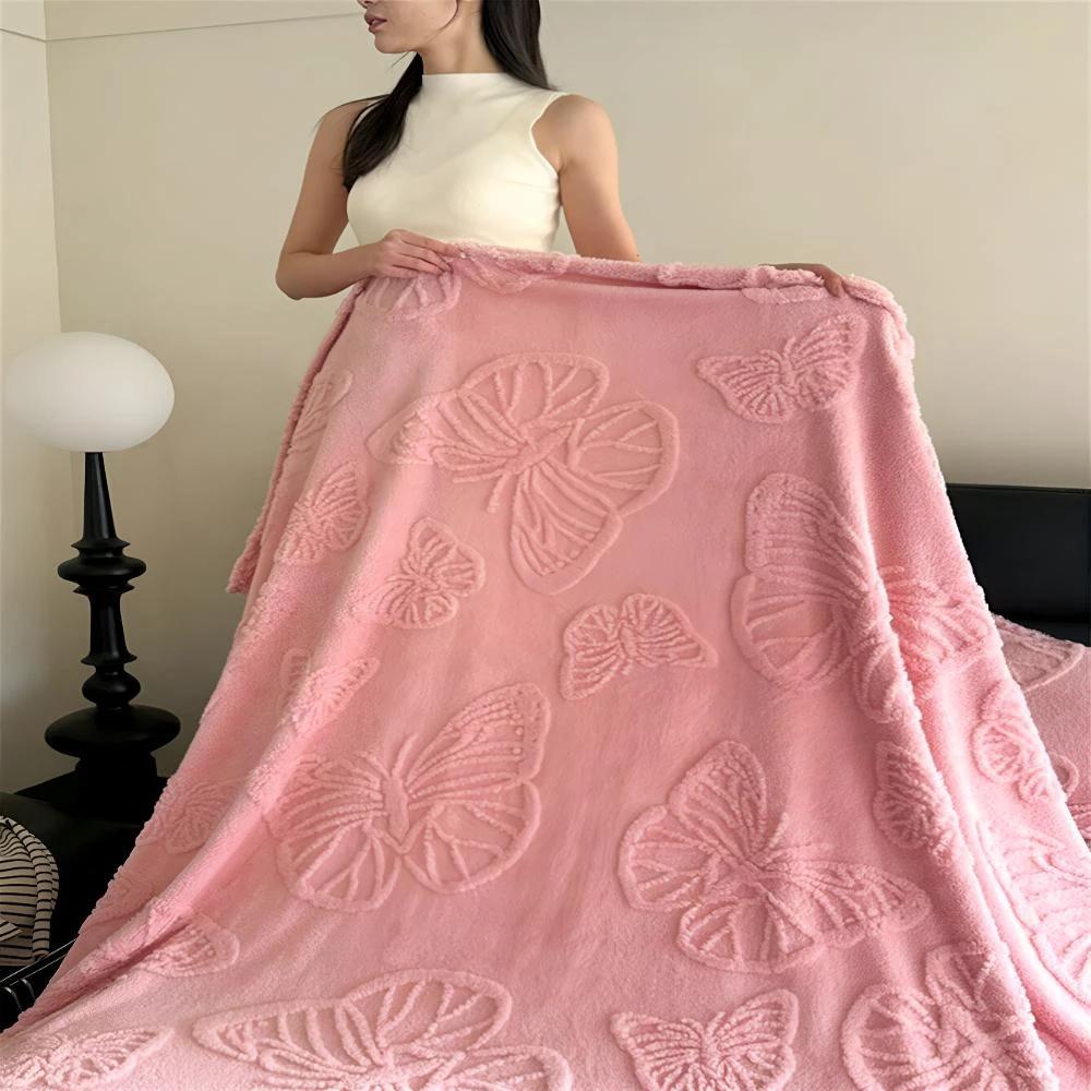 Butterfly Jacquard Flannel Blanket by Casa & Beyond