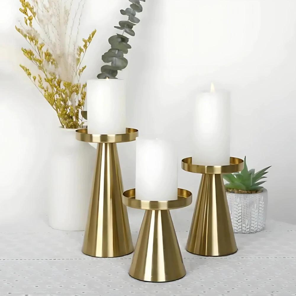 Elegant Brass Candle Holders | Set of 3 by Casa & Beyond