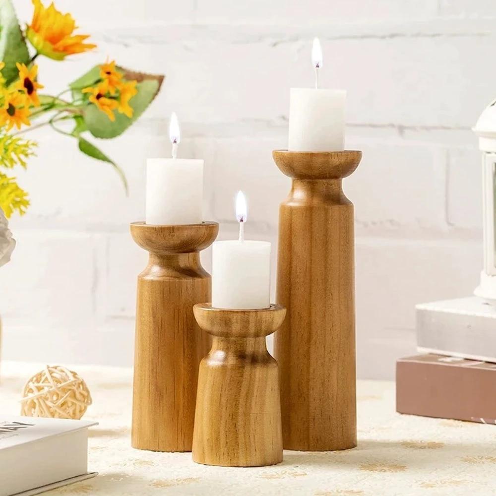 Heirloom Carved Wooden Candle Holders by Casa & Beyond