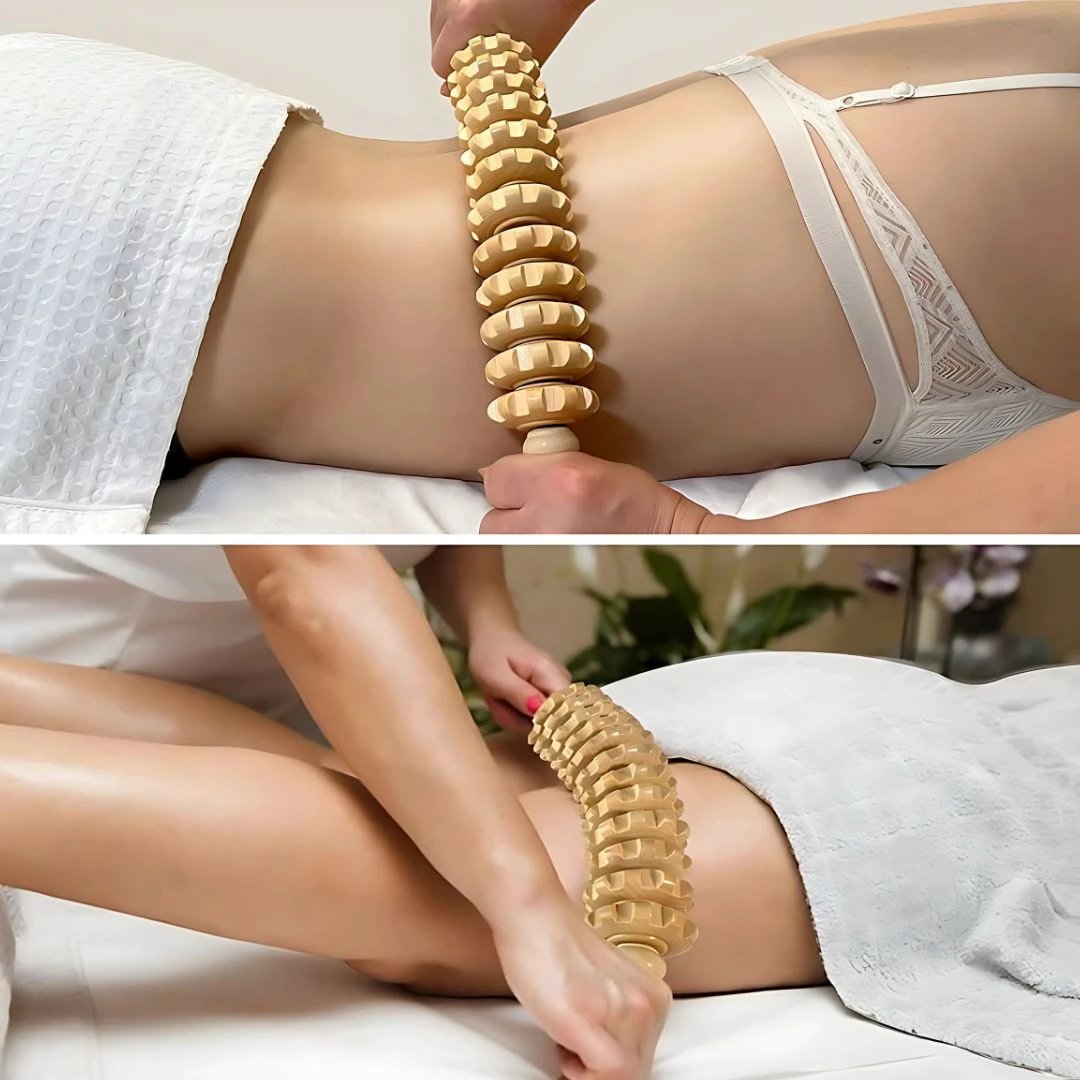 De-Puffing Anti-Cellulite Wood Massager – Skin Smoothing Pain Relief – Home Body Sculpting Tool Bowlift by Bowlift