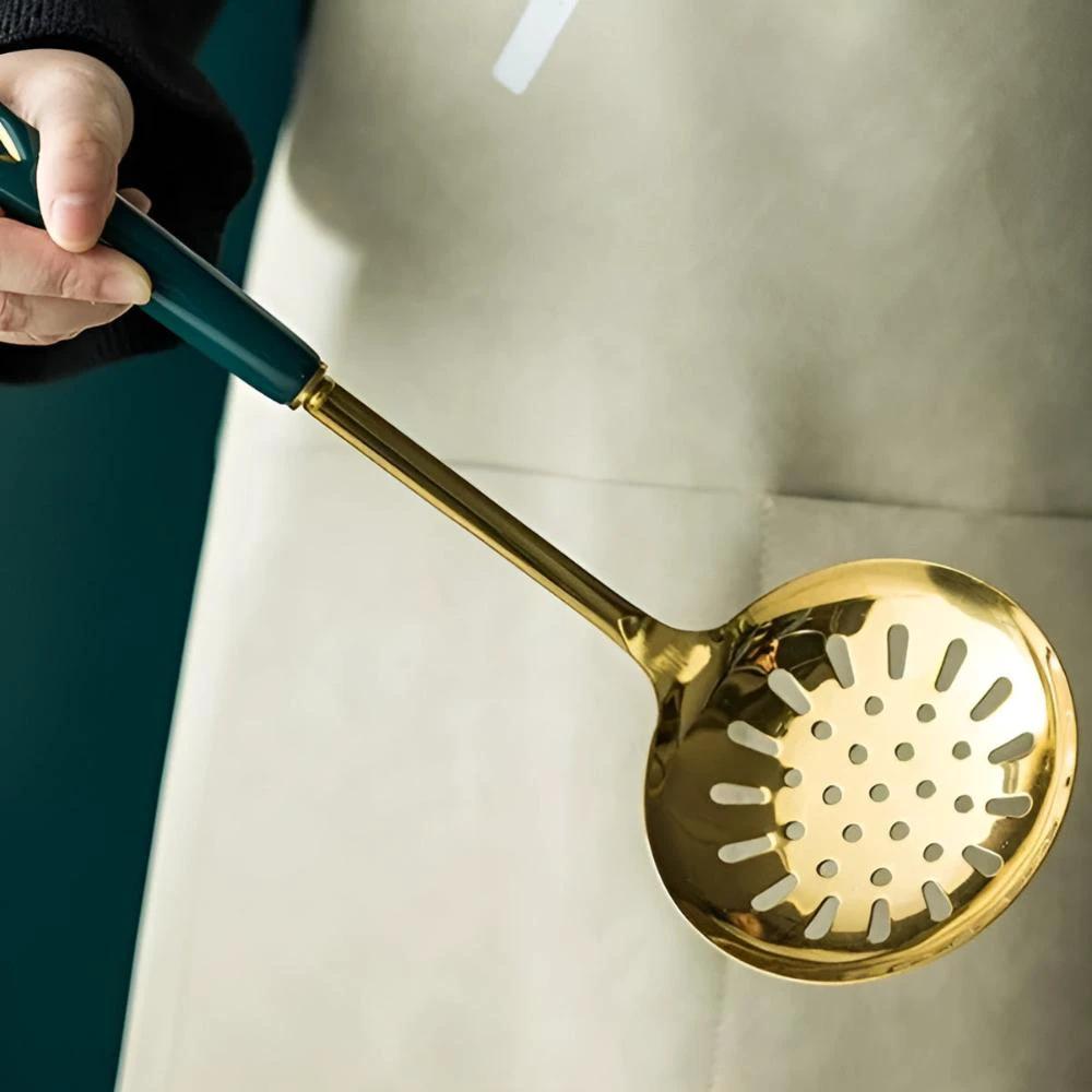 Golden Stainless Steel Utensil Set by Casa & Beyond