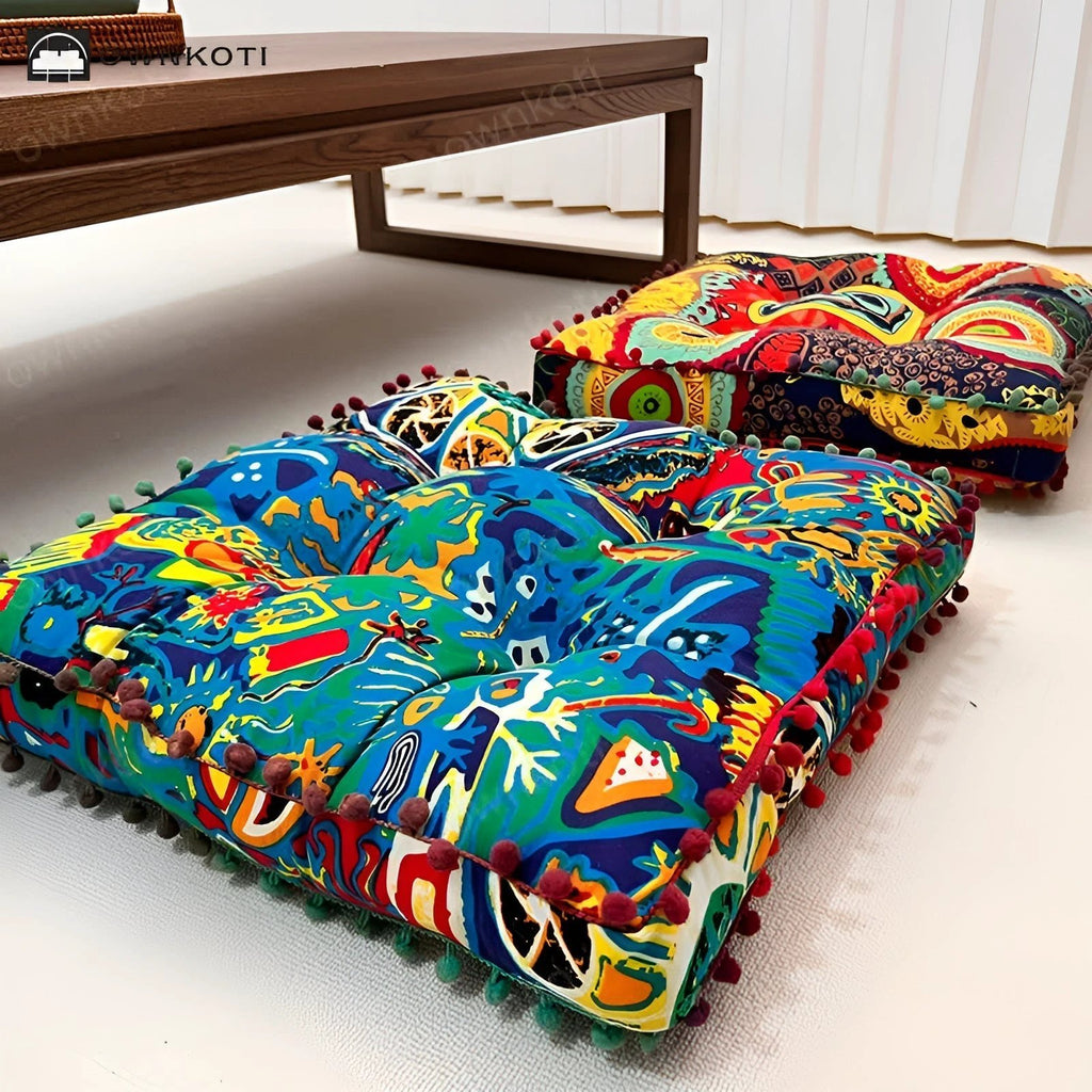 Boho Style Square Floor Cushion by Casa & Beyond