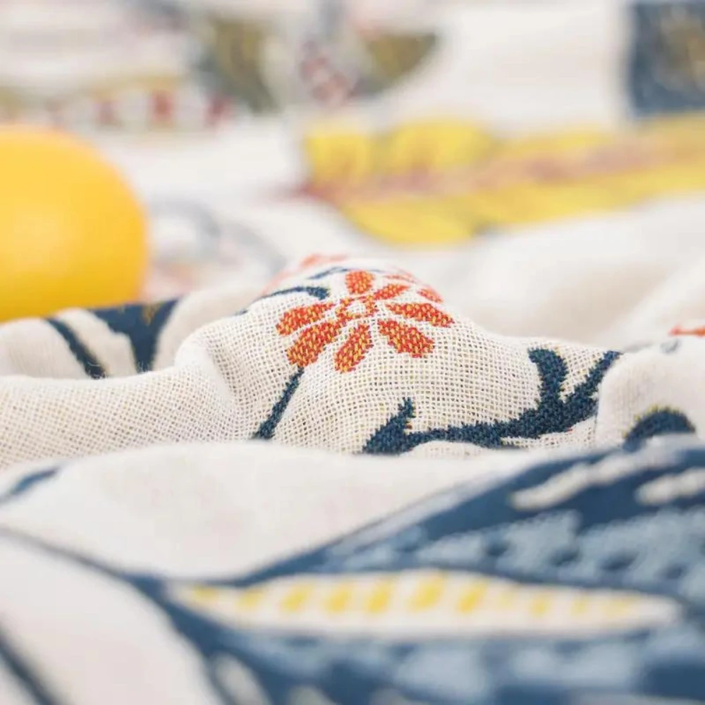 Rustic Artistic Flora Blanket | 100% Floral Cotton Blanket by Casa & Beyond