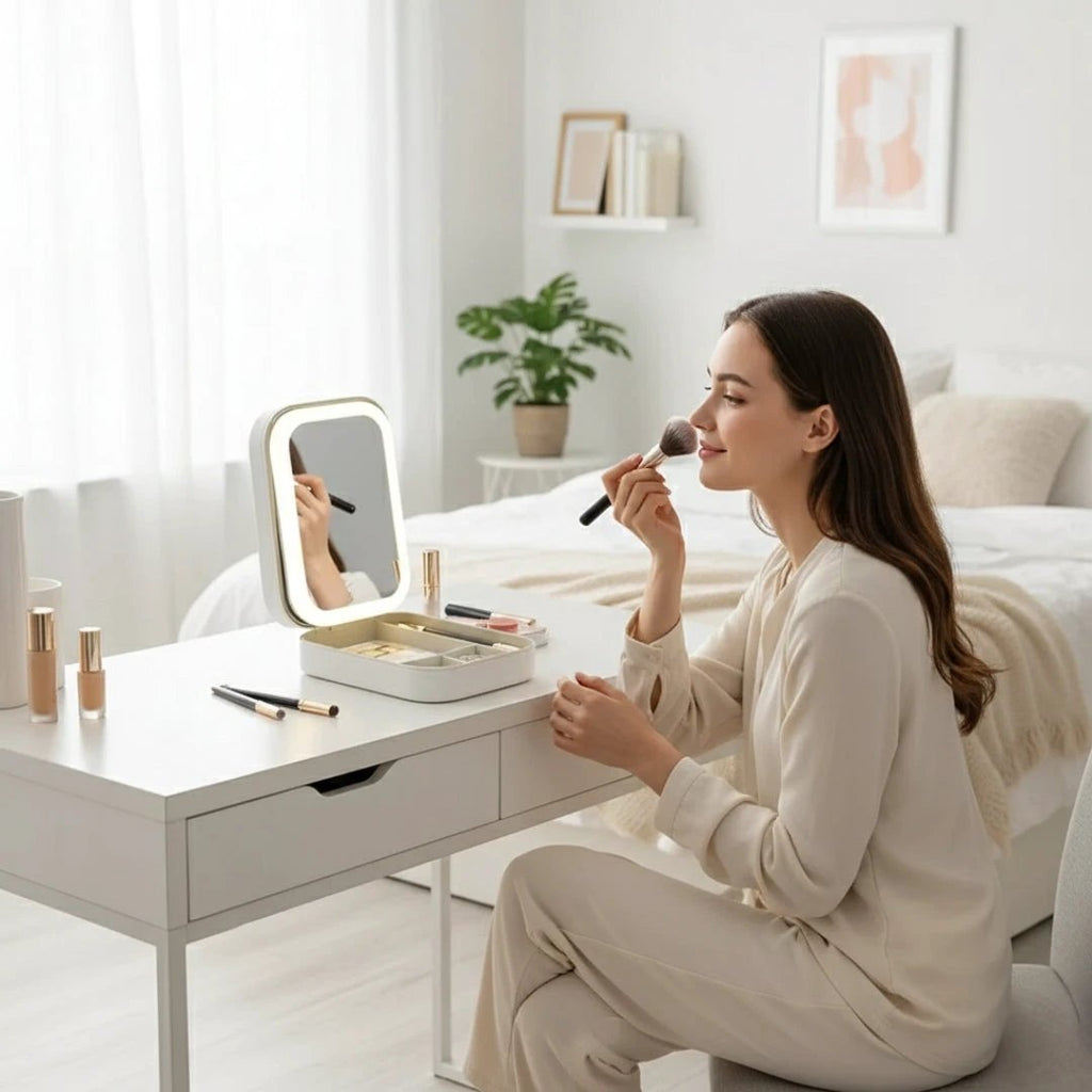 LED Light Mirror – Adjustable Angle – Organiser for Beauty Lovers – Bright Lighting for Flawless Look Bowlift by Bowlift