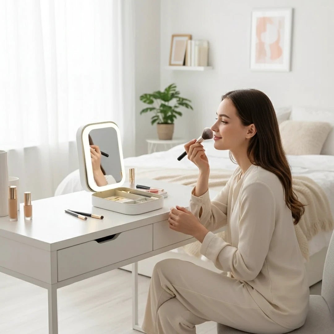 LED Light Mirror – Adjustable Angle – Organiser for Beauty Lovers – Bright Lighting for Flawless Look Bowlift by Bowlift