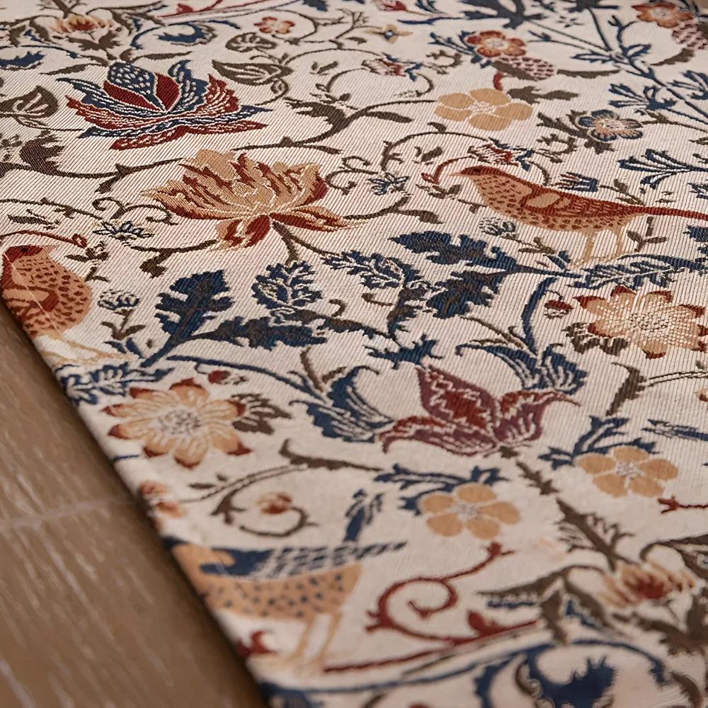 Vintage Floral & Bird Jacquard Table Runner by Casa & Beyond