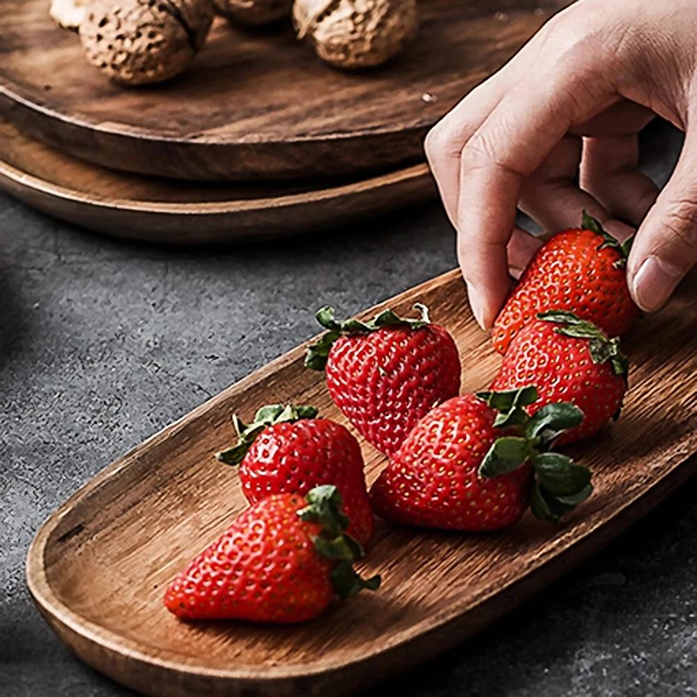 Oval Shaped Acacia Wood Serving Trays Set by Casa & Beyond