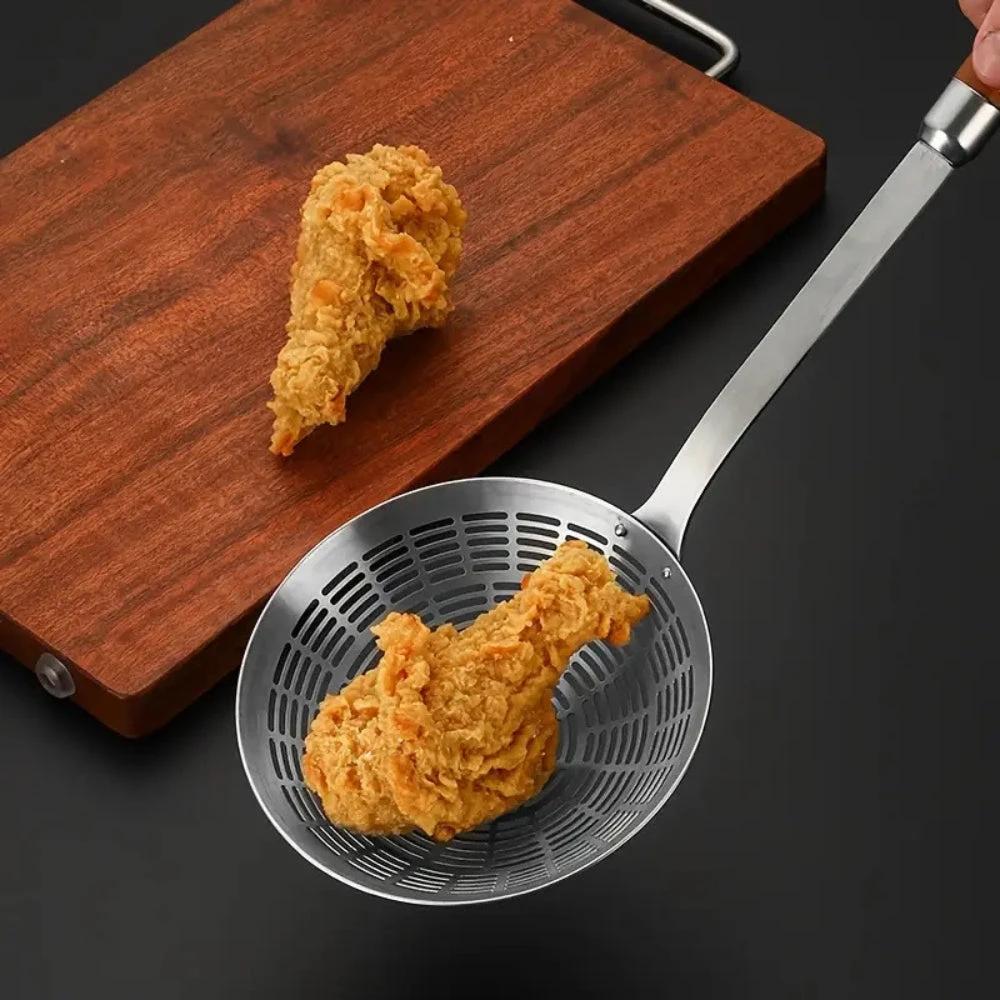 Stainless Steel Wooden Strainer Ladle by Casa & Beyond