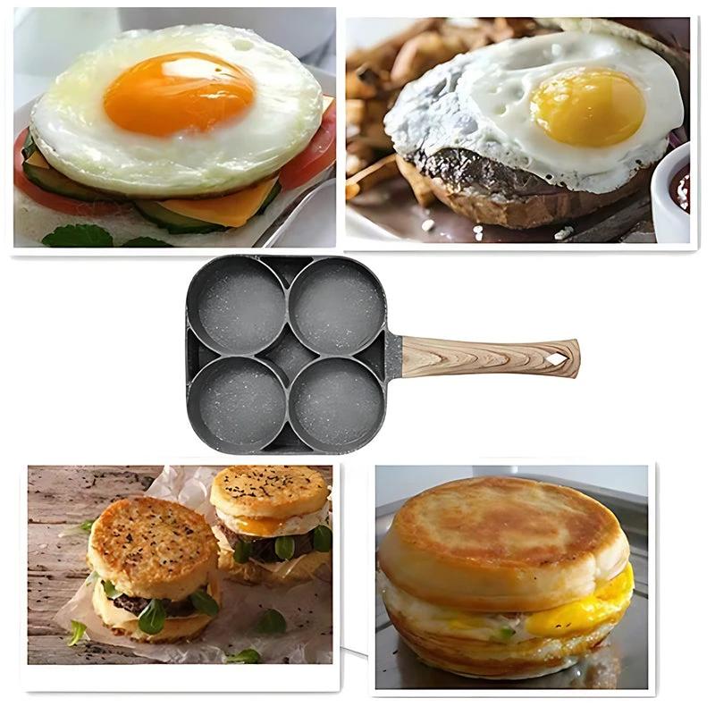 Four-hole egg pan, breakfast omelette household frying pan non-stick pan by BowLift