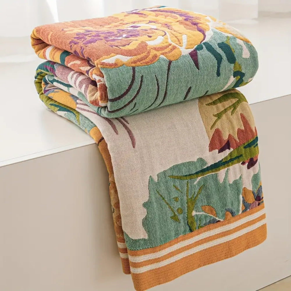 Sienna Floral Bloom Cotton Blanket by Casa & Beyond