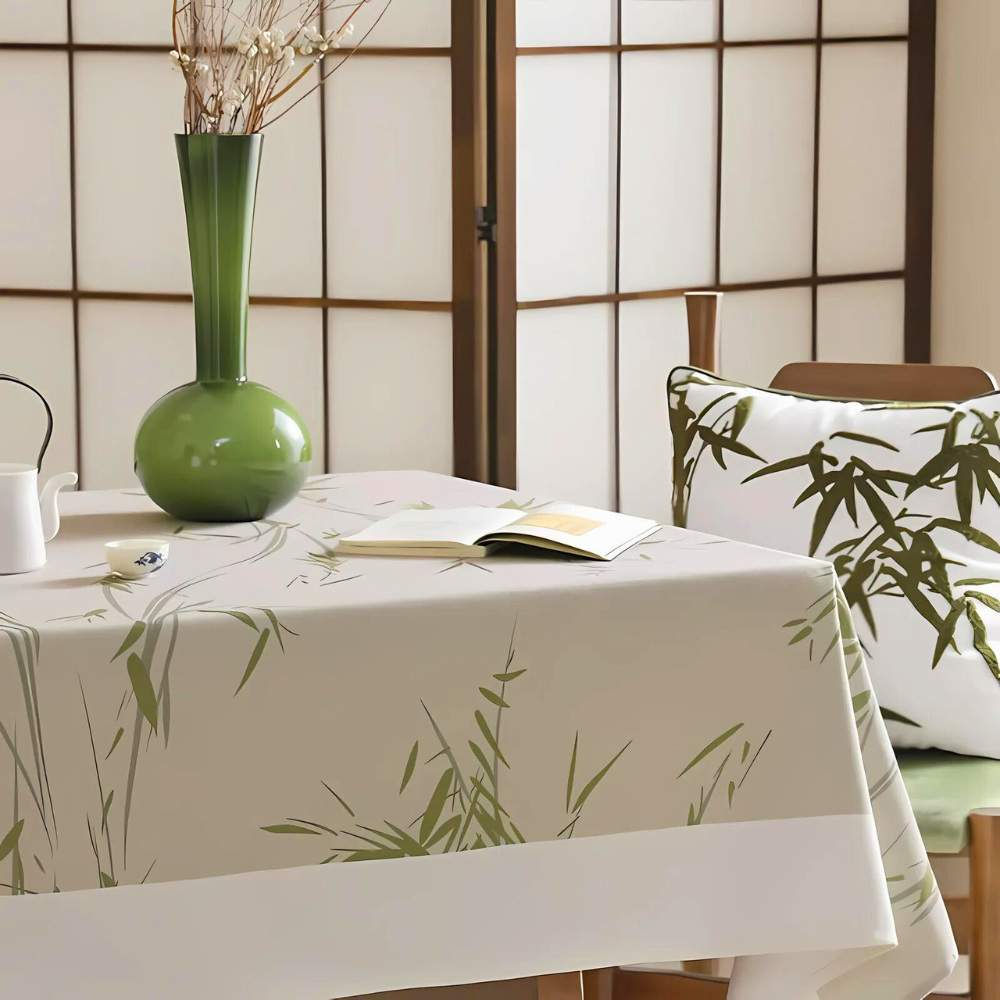 Elegant Pastoral Bamboo Zen Tablecloth by Casa & Beyond