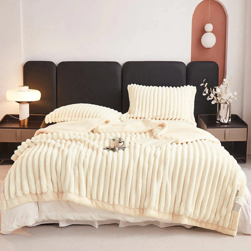 Snuggly Faux Fur Fleece Blanket by Casa & Beyond