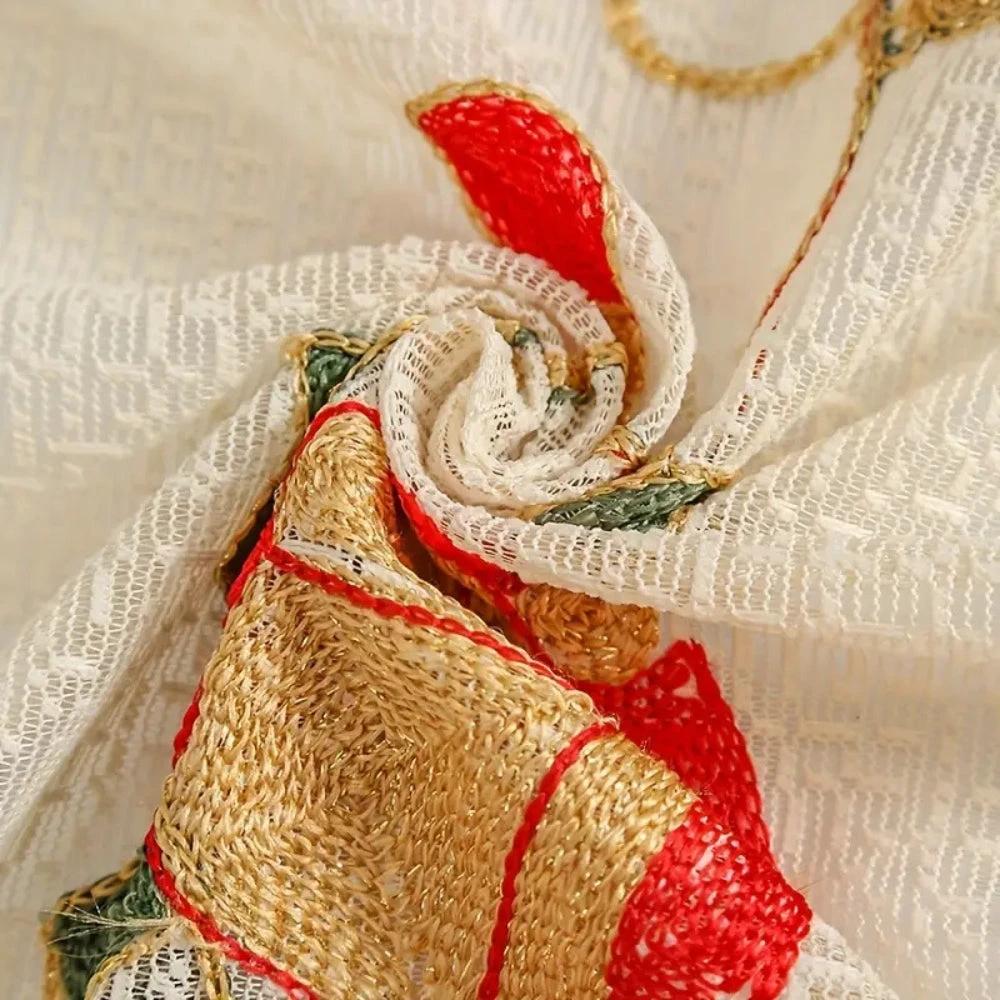 Festive Red Bell Curtains by Casa & Beyond