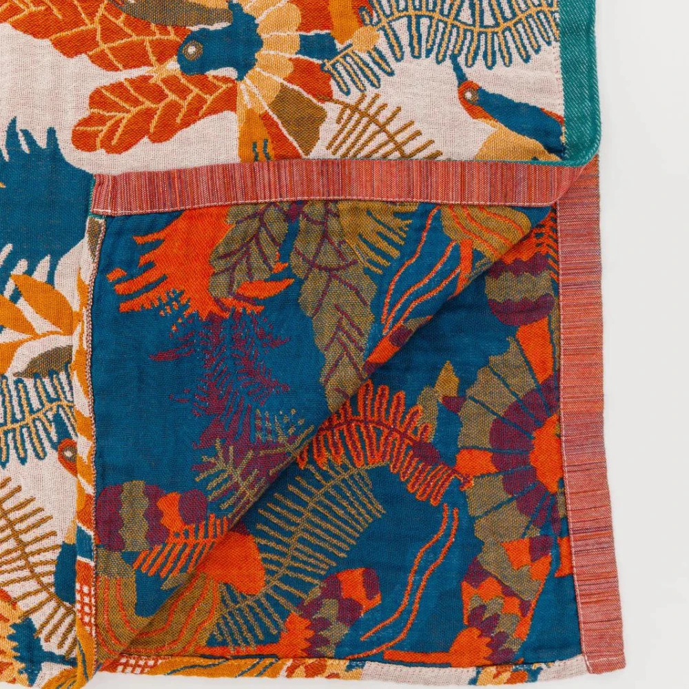 Flower Bird Reversible Beach Bath Towel by Casa & Beyond
