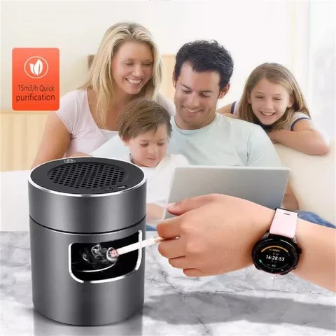 Smart Smokeless Ashtray – Negative Ion with HEPA Filter & Rechargeable Battery by BowLift