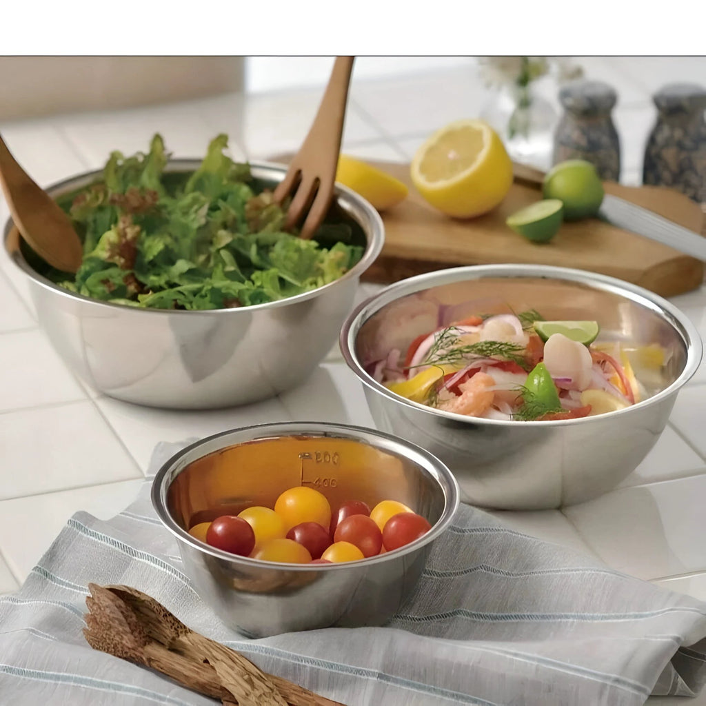 3pcs Stainless Steel Mixing Bowl Set by Casa & Beyond
