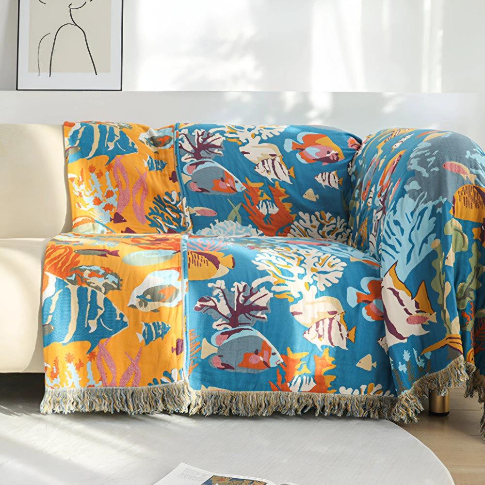 Underwater Coral Cotton Blanket by Casa & Beyond