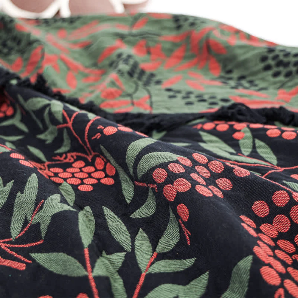 Vibrant Begonia Fruit Tassel Blanket by Casa & Beyond