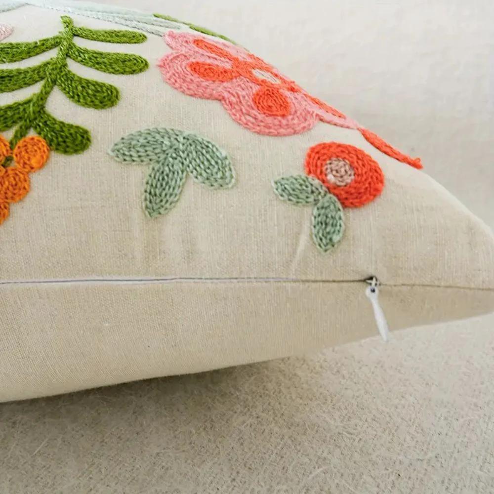 Ethereal Embroidery Floral Cushion Cover by Casa & Beyond