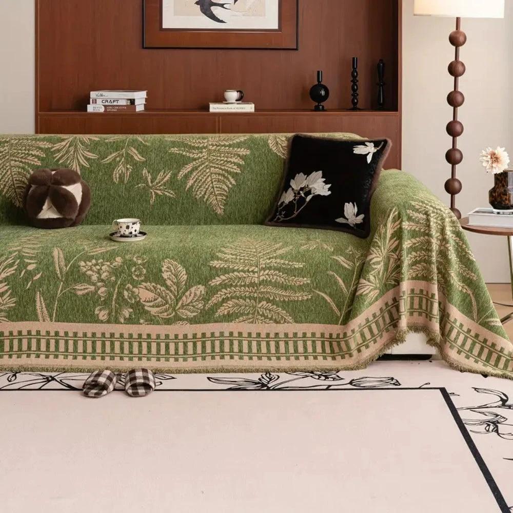 Foliage Floral Chenille Sofa Cover by Casa & Beyond