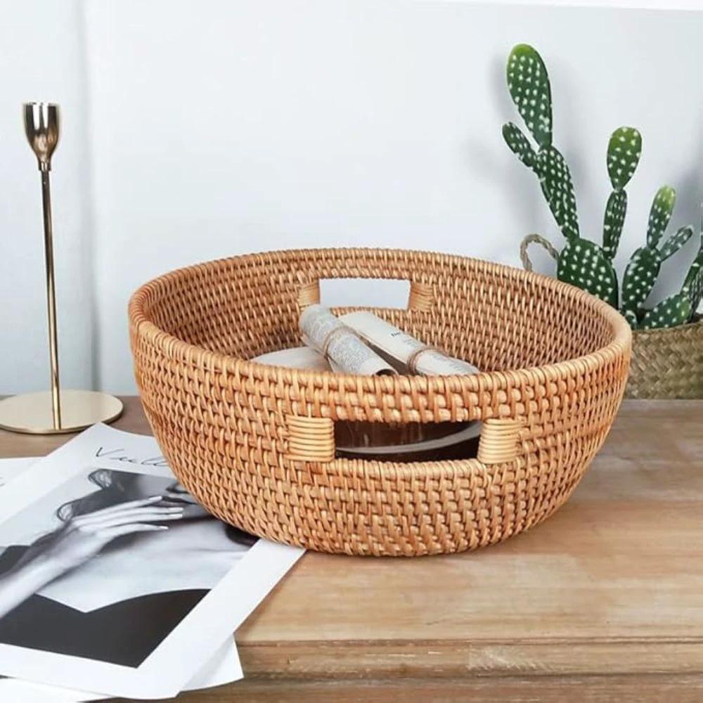 Artisanal Woven Rattan Oval Tray by Casa & Beyond