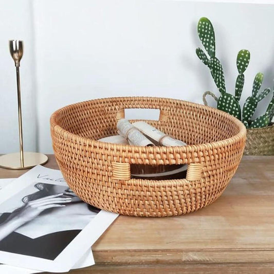 Artisanal Woven Rattan Oval Tray by Casa & Beyond