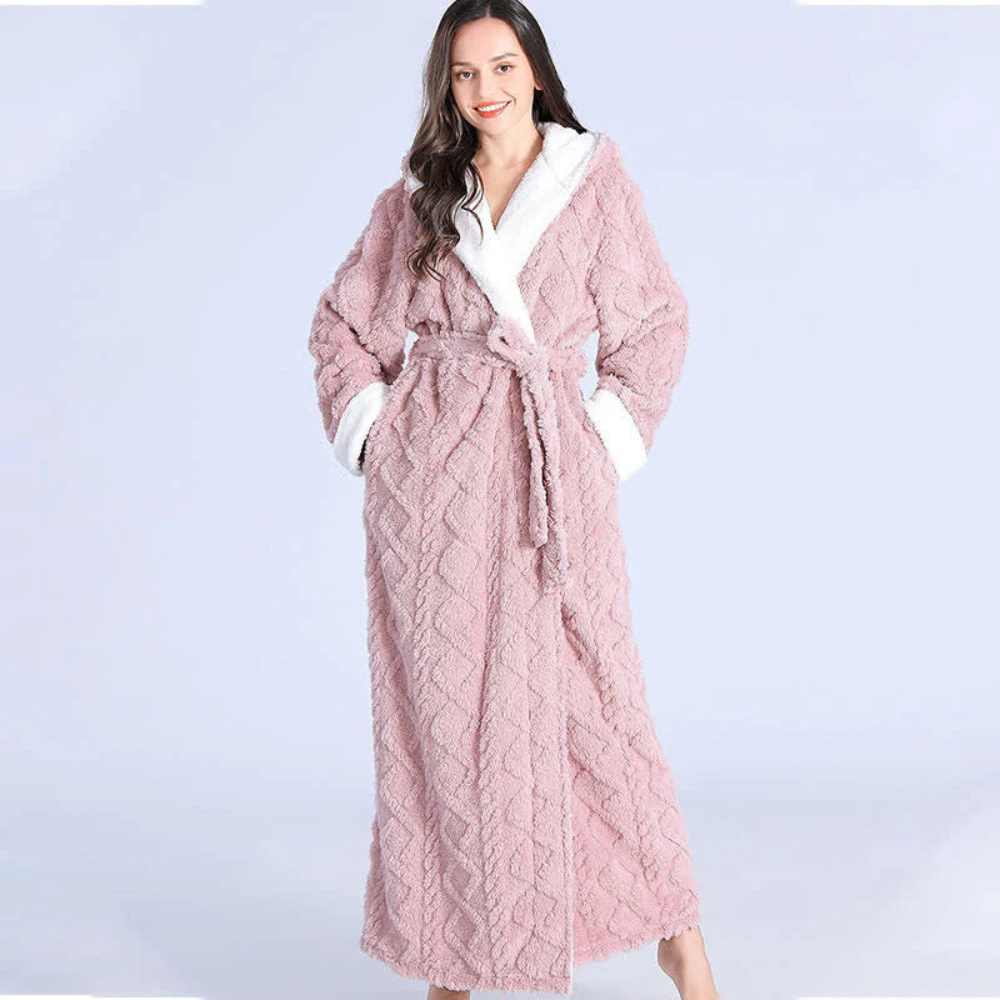 Plush Long Hooded Robe by Casa & Beyond