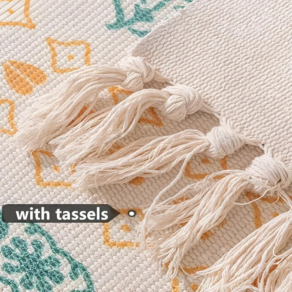Beige Textured Fringe Tassel Rug by Casa & Beyond