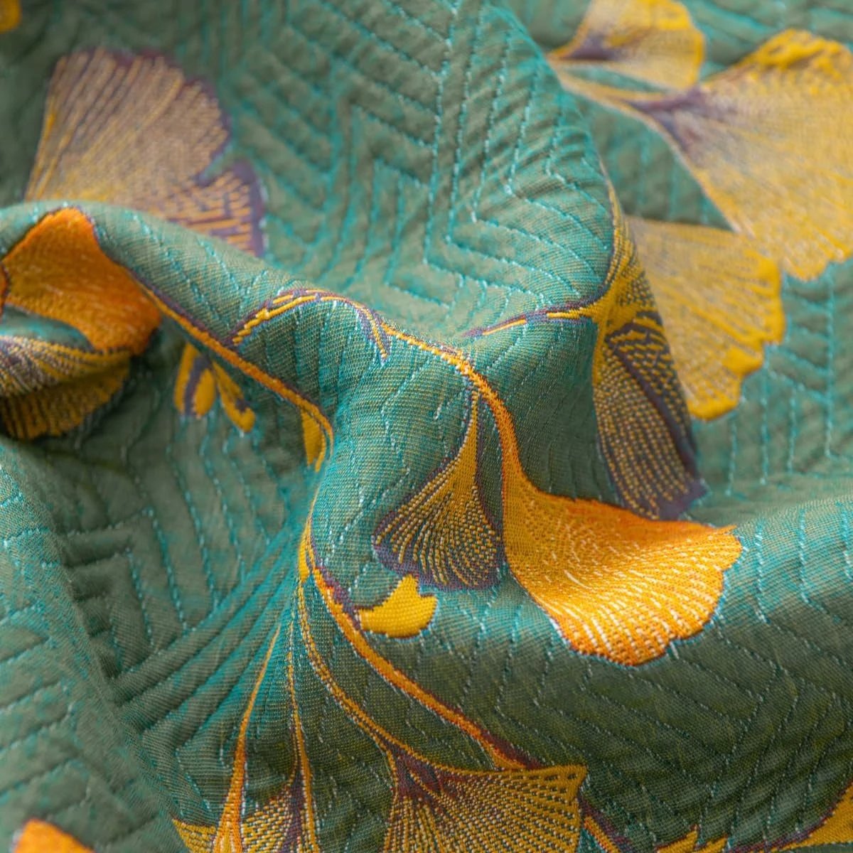 Jacquard Floral Ginkgo Leaves Reversible Coverlet by Casa & Beyond