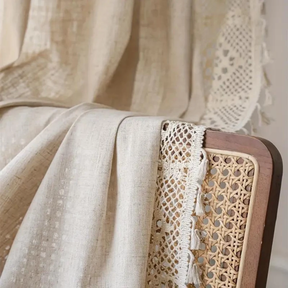 Farmhouse Chic Linen Geometric Curtain by Casa & Beyond