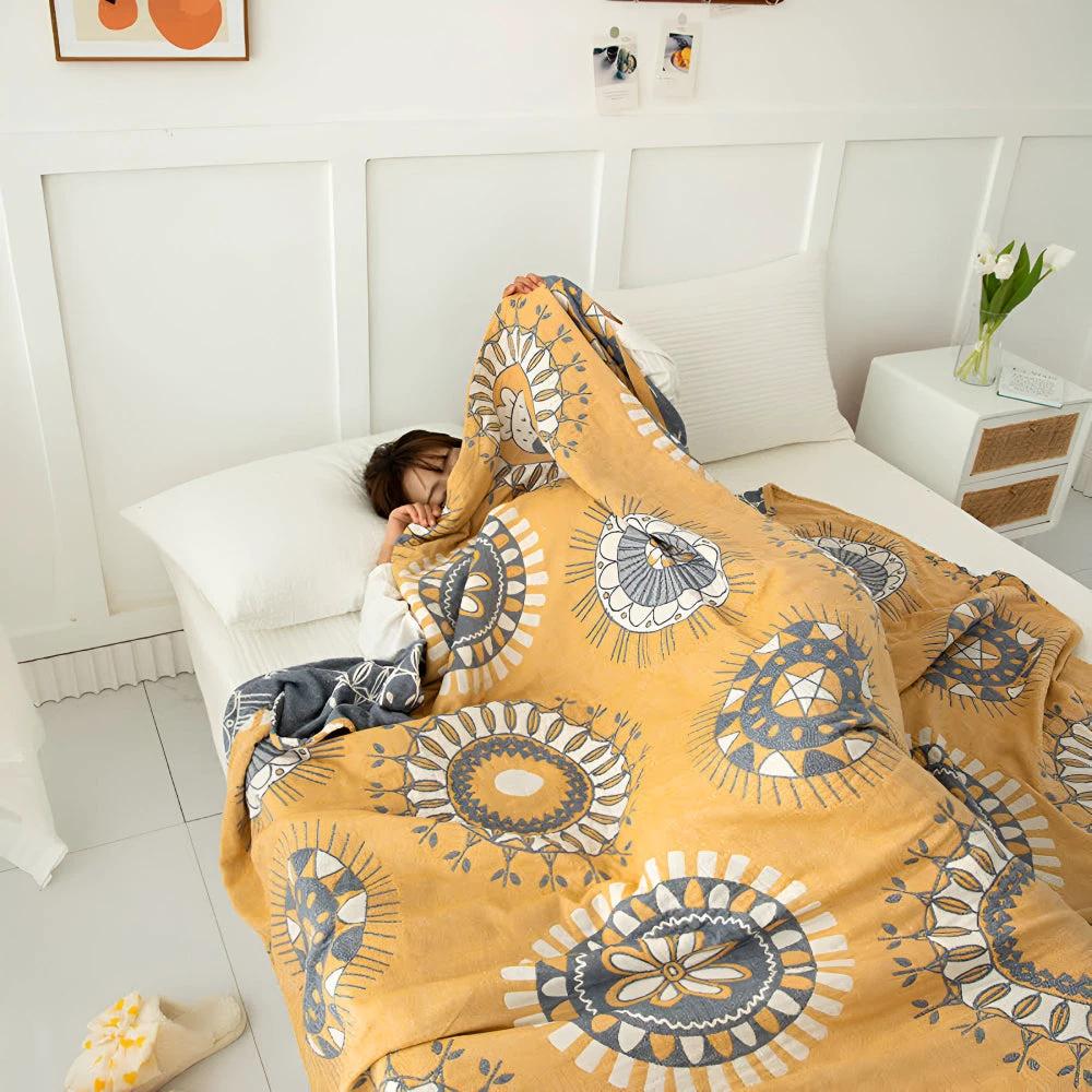 Blossom Radiance Circle Cotton Blanket by Casa & Beyond