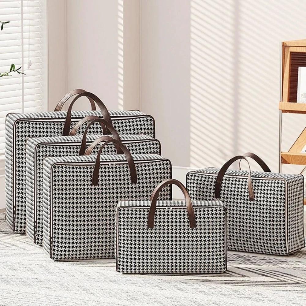 Durable Large Capacity Houndstooth Storage Suitcase by Casa & Beyond