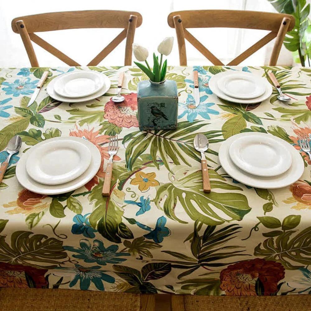Monstera Leaves Cotton Tablecloth by Casa & Beyond
