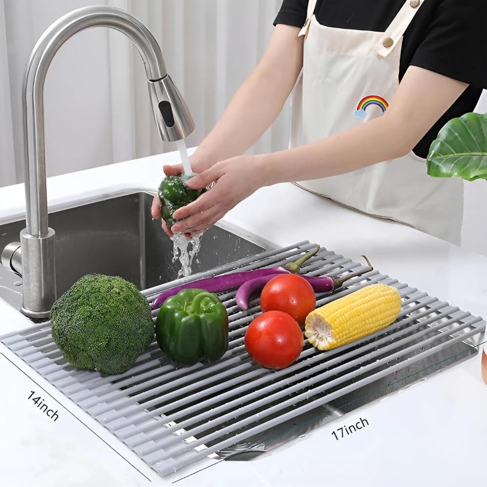 Stainless Steel Dish Drying Rolling Rack by Casa & Beyond