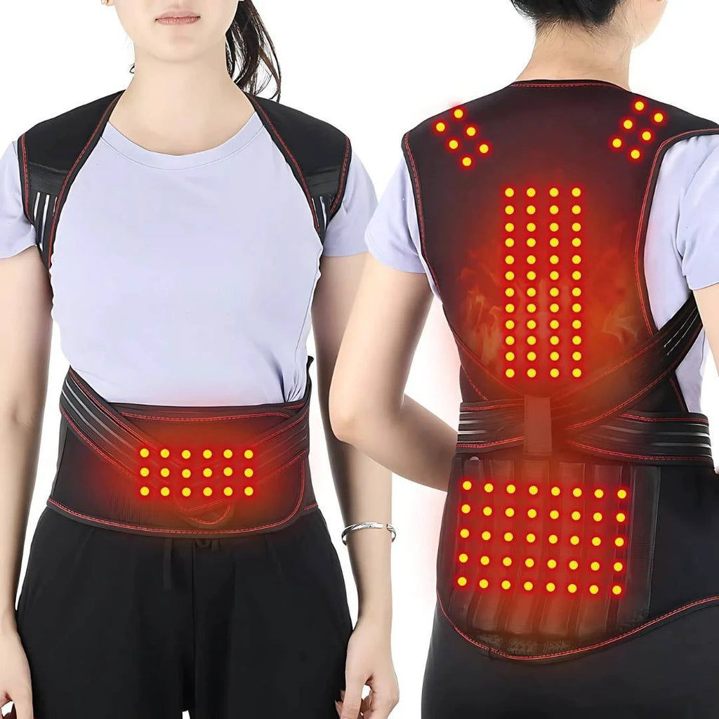 MagniTherm Self-Heating Back Support | Adjustable Heated Posture Corrector - Back Pain Relief - Posture Improvement Bowlift by Bowlift