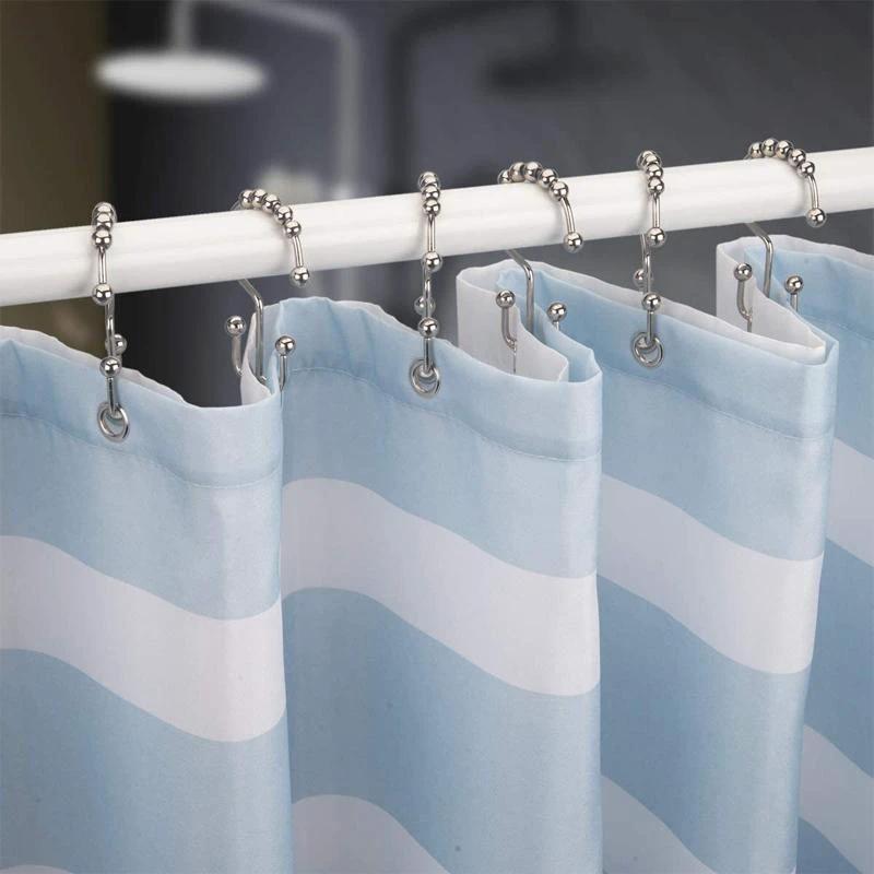 Stainless steel shower curtain hooks (12 pieces) by Bowlift