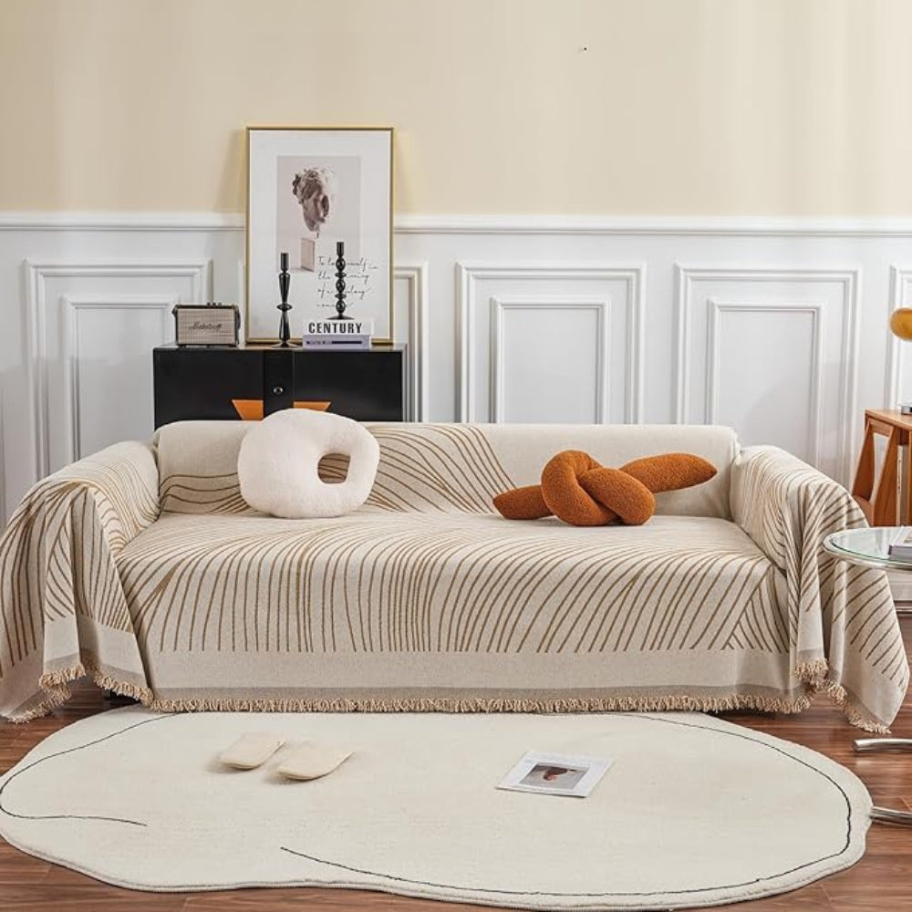 Calista Wave Chenille Sofa Cover by Casa & Beyond