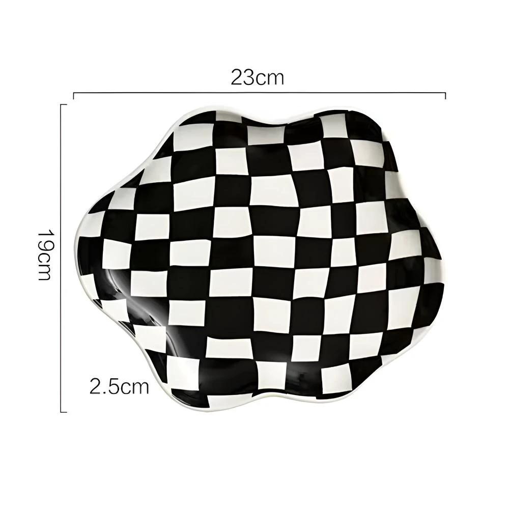 Classic Checkered Ceramic Plate by Casa & Beyond
