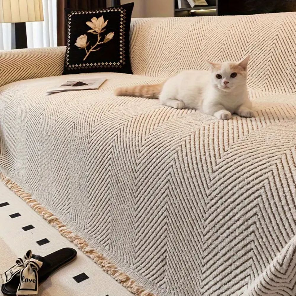 Stripe Herringbone Sofa Cover by Casa & Beyond
