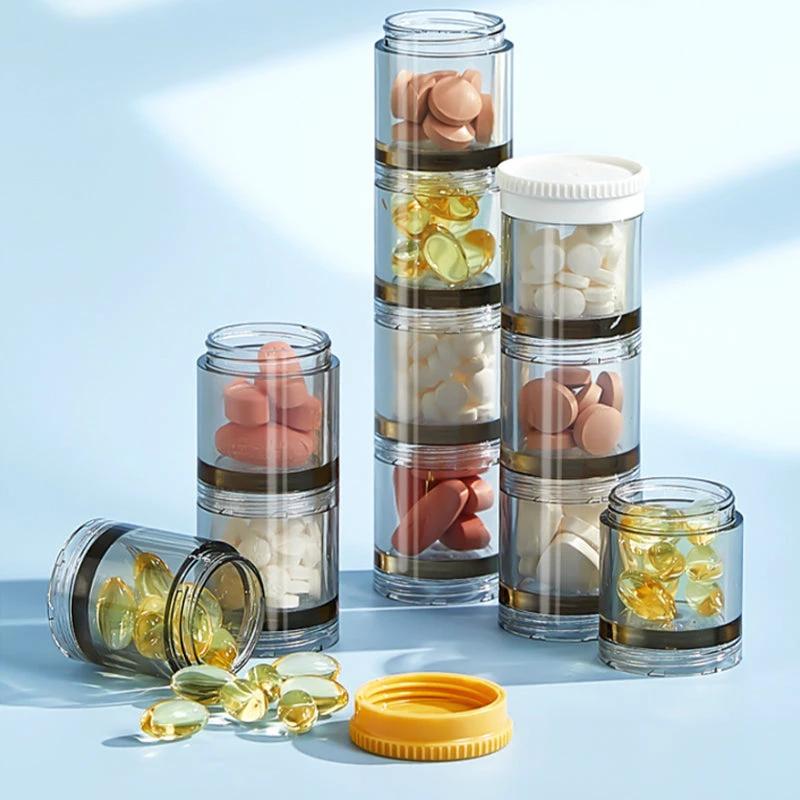 Portable high-capacity weekly pill organizer by Bowlift