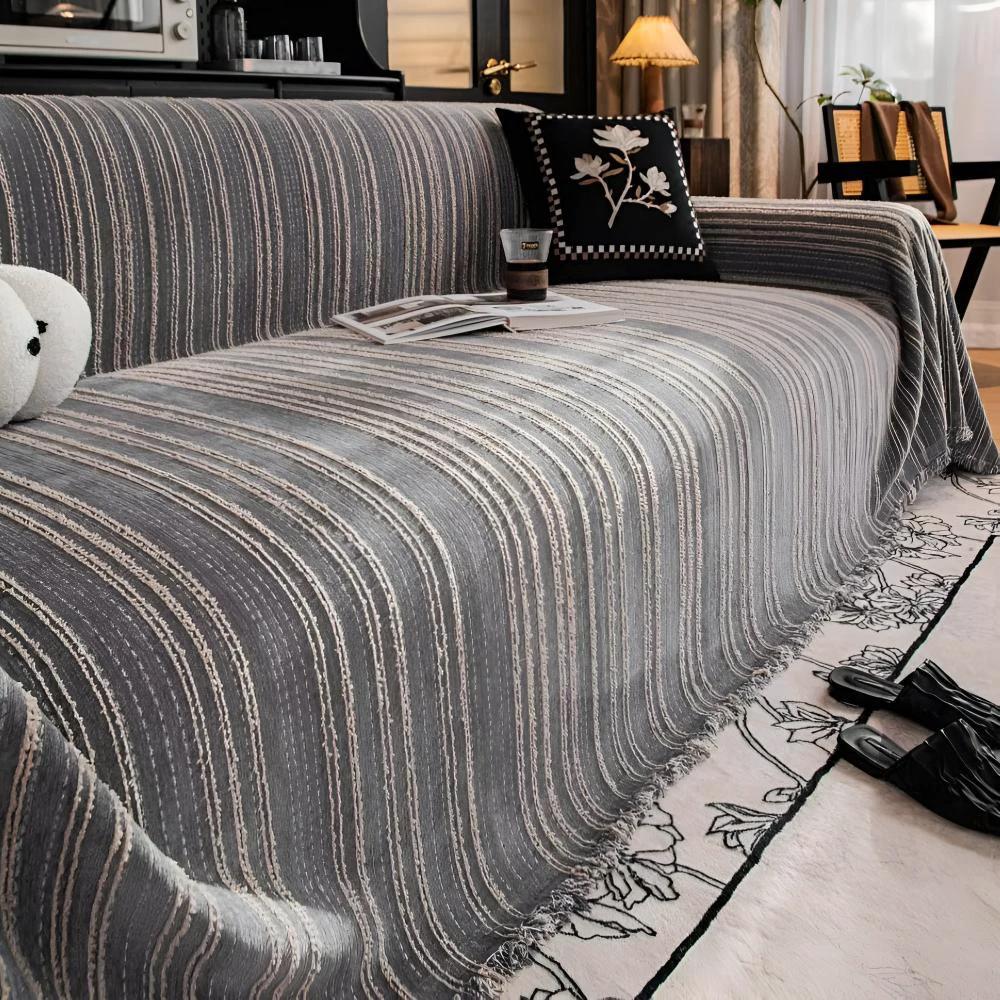 Regal Stripes Chenille Sofa Cover by Casa & Beyond