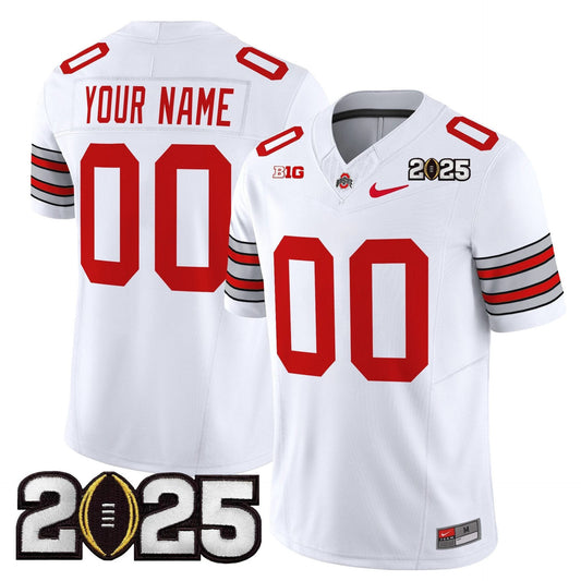Custom Ohio State Jersey Heritage Stripe 2025 CFP Final Patch Stitched White by My Store NCAA Football Jerseys