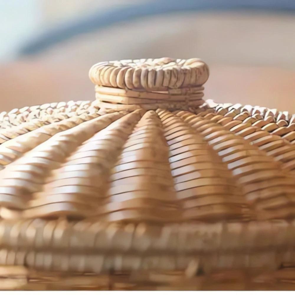 Dome-Shaped Knitted Rattan Basket with Lid by Casa & Beyond