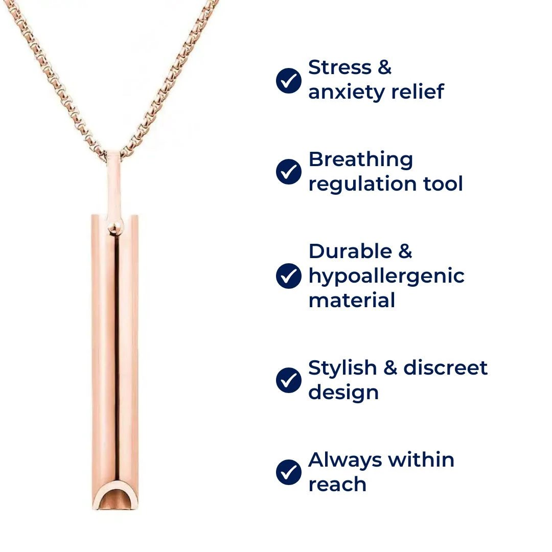 CalmAura | Anxiety Relief Breathing Necklace – Stainless Steel – Stress Reduction – Mindfulness Aid for Adults Bowlift by Bowlift