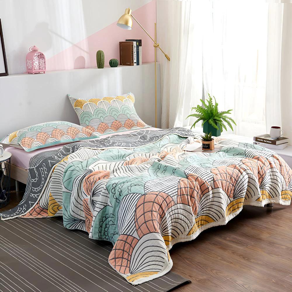 Scallop-Pattern Cotton Blanket by Casa & Beyond