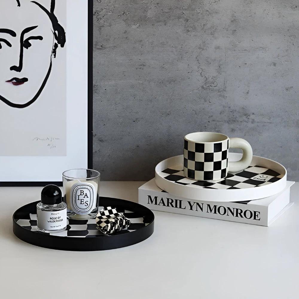 Round Checkerboard Storage Tray by Casa & Beyond