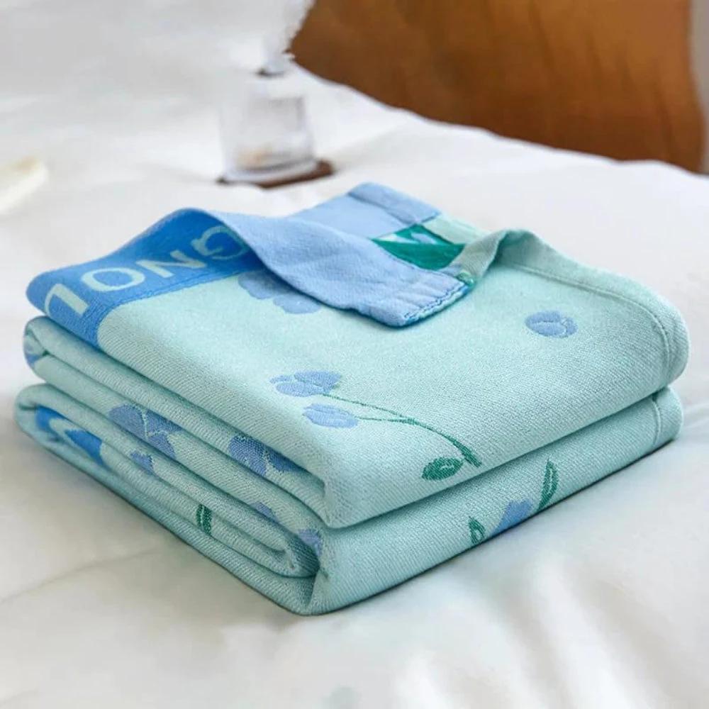 Blue Floral Bamboo Fiber Cooling Blanket by Casa & Beyond