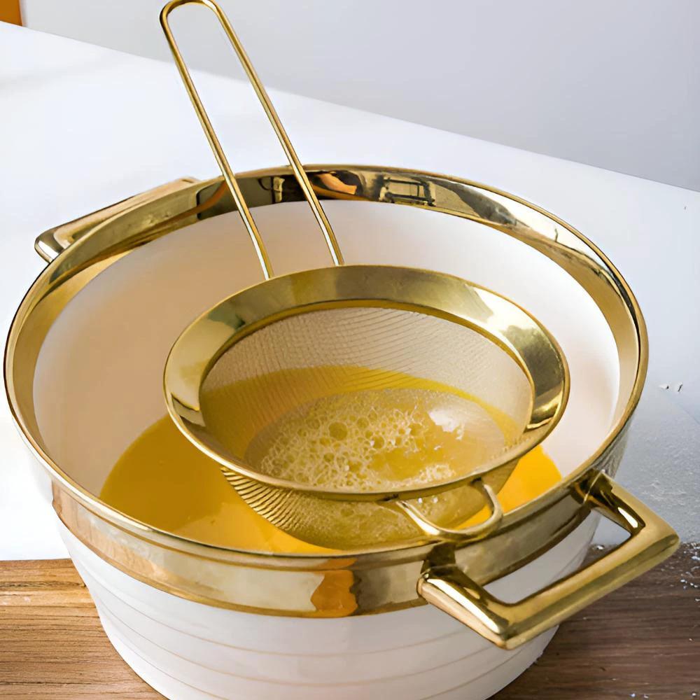 Gold Fine Mesh Strainer by Casa & Beyond